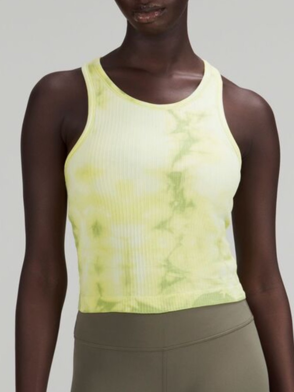 Lululemon Ebb To Street 8 Cropped Racerback Tank Marble Dye Neon Green Size 8